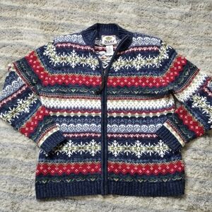 Tiara International Womens Small Fair Isle Zip-Up Sweater